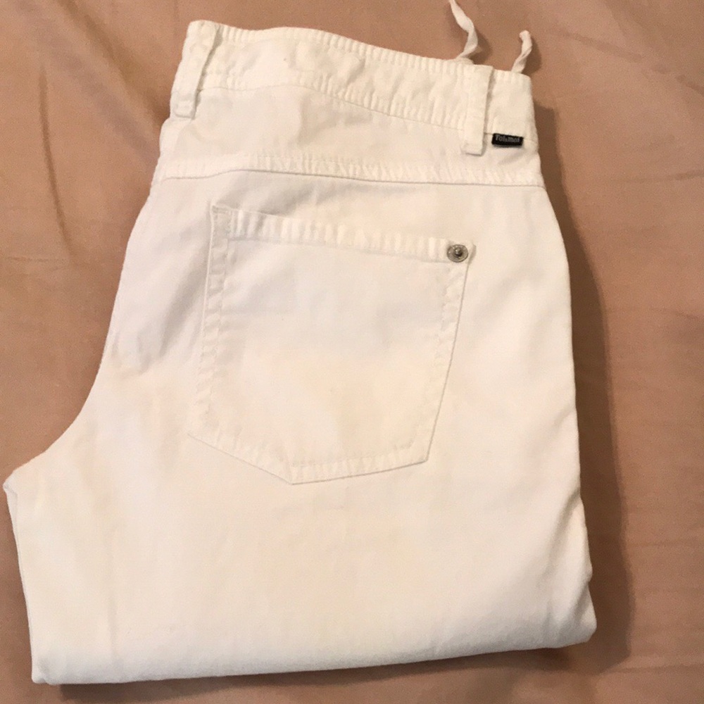 White straight leg pants